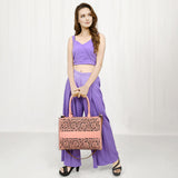LC-ADBGZ762B Tote Hand Tooled Genuine Western Leather Women Bag