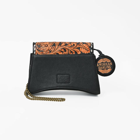 ADBGA1207 American Darling Western Hair On Hide Hand Tooled Leather Crossbody Purse