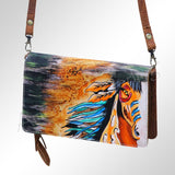 LC-ADBGM169DP7 Hand-Painted Leather Crossbody Bag – Bold Abstract Horse Design