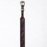 ADHTBR115 Deep Tooled Dark Brown Leather Western Hatband with Silver Buckle & Floral Detail