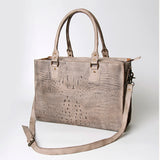 LC-ADBG235 Genuine Crocodile Leather Tote Bag with Hand-Stitched Details & Adjustable Strap