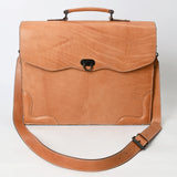 LC-ADBG1395 Classic Tan Leather Briefcase - Western Style Messenger Bag for Men & Women