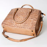 LC-ADBG235 Genuine Crocodile Leather Tote Bag with Hand-Stitched Details & Adjustable Strap