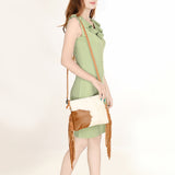 LC-ADBG109 Hair-On Cowhide Leather Crossbody Bag with Fringe-Western Style by American Darling