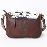 ADBGA377 Genuine Leather Western Crossbody Bag with Tooled Strap & Hair-On Hide