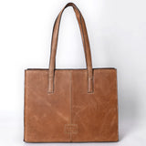 ADBGM517 Western Suede Leather Tote with White Stitch Embroidery - Structured Cowgirl Handbag