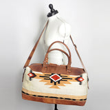 LC-ADBG460 Southwestern Wool & Leather Duffel Bag Handwoven Saddle Blanket Travel Tote