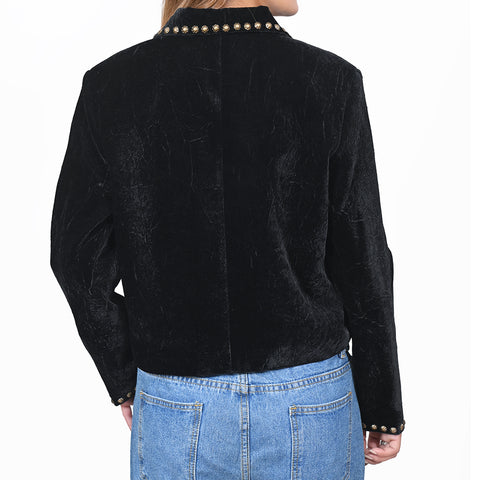 ADDR010 American Darling Black Velvet Fabric Jacket Western Studded Concho Top