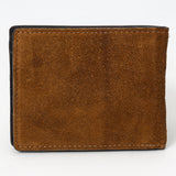 ADBGM529 Suede Western Bifold Wallet - Embroidered Leather Mens Cowboy Wallet