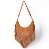 ADBGA733 V-Cut Suede Fringe Crossbody Bag - Western Embroidered Hobo Purse