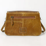 ADBG1692 Distressed Leather Crossbody Bag with White Whipstitch Embroidery - Western Style