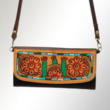 LC-ADBGM102Q Tooled Leather Cactus & Flower Wallet – Western Wristlet Purse