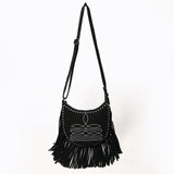 ADBG1625A Suede Fringe Crossbody Bag - Western Embroidered Leather Shoulder Purse