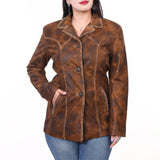 LC-ADJKTLTR01 Genuine Vintage Leather Women Shirt Jacket Dress
