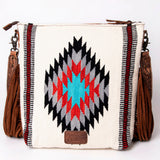 LC-ADBG510 Tooled Leather & Saddle Blanket Crossbody Bag - Western Fringe Purse by American Darling