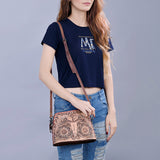 ADBG769 Western Tooled Leather Crossbody with Longhorn Design American Darling