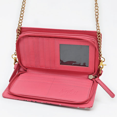 NMBGM219 Never Mind Graffiti Leather Wallet on Chain Crossbody Bag