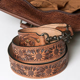 ADBG230 Western Leather Tote Bag with Saddle Blanket, Floral Design & Leather Fringes
