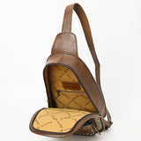 ADBG1146 Cowhide Leather Western Sling Bag with Hand-Tooled Pocket - Eleanor Edition by American Darling