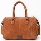 ADBG1585 Suede Embroidered Duffel Handbag - Western Weekender with Top Handles & Shoulder Strap