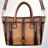 LC-ADBGI138B Hair-On Hide Western Tote - Cowhide Leather Handbag with Twist Lock