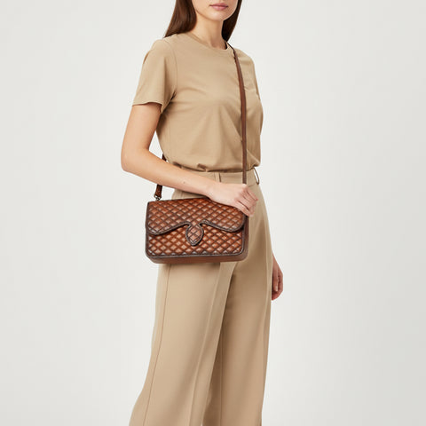 ADBGM818 American Darling Handcrafted Quilted Leather Cross body Bag with Stitched Detail