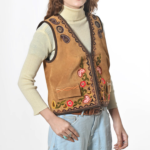 ADJKT078 American Darling Western Suede Apparel - Handcrafted Embroidered Luxe Vest