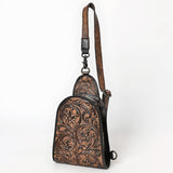 ADBG1542 Hand-Tooled Leather Sling Backpack - Western Crossbody Daypack