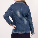 LC-ADBZ021 Genuine leather Women Denim Blazer dress jacket
