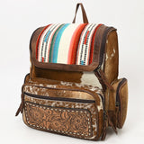 ADBG860E Southwestern Saddle Blanket & Cowhide Backpack with Tooled Leather Pocket