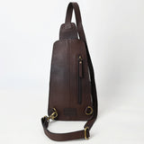 ADBGA579 Hair-On Cowhide Leather Sling Bag with Hand-Tooled Pocket Western Crossbody