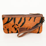 LC-ADBG344 Printed Hair-On Hide Wristlet Clutch with Leather Strap