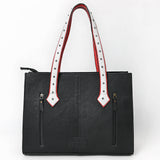 ADBG1757 White Western Boot-Inspired Tote Bag with Lightning Bolts & Star Accents