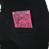 LC-ADBG1236I Hand-Tooled Leather Wallet - Western Floral Bifold Design