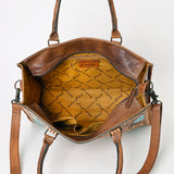 ADBG235 Hand Tooled Floral Leather Tote Bag with Adjustable Shoulder Strap