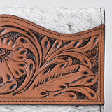KBG110 WALLET Hand Tooled Saddle Leather with Cowhide Leather and Upcycled Canvas Ladies Ba