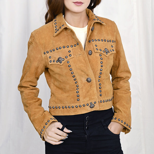 ADJKT043 Genuine Leather Women Shirt Jacket Dress