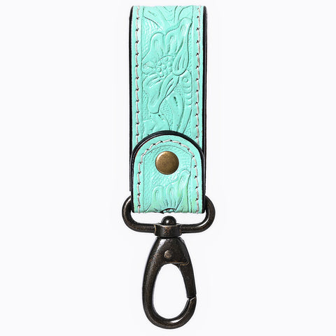 ADKR218I  Hand Tooled Genuine Leather Wristlet Key Ring
