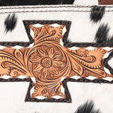 ADBGA395 Hair-On Cowhide Mini Bible Tote with Tooled Leather Cross Patch