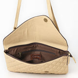 ADBG1672A Tooled Leather Tan Quilted Crossbody Clutch with Sunflower Flap - American Darling