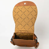 ADBG1315 Western Cowhide Saddle Bag - Tooled Leather Crossbody Purse