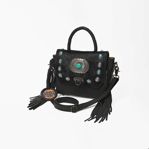 ADBG983C American Darling Cowhide Western Leather Cross body Bag with Fringes