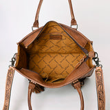 LC-ADBG230 Hand Tooled Leather Tote Bag with Hair-On Cowhide & Hand-Painted Floral Design