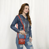 ADBG1444 Hand Tooled Leather Wallet Bag - Western Floral Mini Satchel