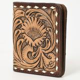 ADBG1249 Hand-Tooled Leather Wallet - Western Floral Carving with Stud Accents