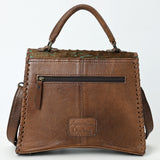 ADBG1516 Embossed Croc Leather & Cowhide Messenger - Western Whipstitch Edge