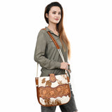 ADBG1485 Cowhide and Tooled Leather Shoulder Bag with Western Rope Strap