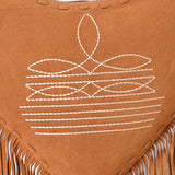 ADBGA733 V-Cut Suede Fringe Crossbody Bag - Western Embroidered Hobo Purse