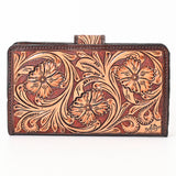 ADBGA397 Tooled Leather Wallet with Turquoise Stone Concho Western Clutch