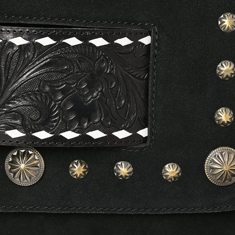 ADBGA906 American Darling Western Hand Tooled Floral Cross body Bag with Genuine Suede & Fringes